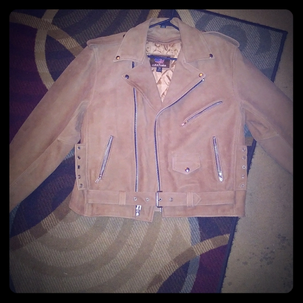All state leather motorcycle jacket